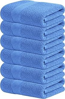 Infinitee Xclusives Premium Blue Hand Towels - Pack of 6, 40cm x 70cm Bathroom Hand Towel Set, Hotel & Spa Quality Hand Terry Towels for Bathroom, Highly Absorbent and Super Soft Bathroom Towels