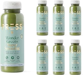 Press, Wonder Greens Super Smoothie, 250ml X 6, Cold Pressed Super Green Smoothie containing Turmeric and Cayenne, Vegan Friendly…