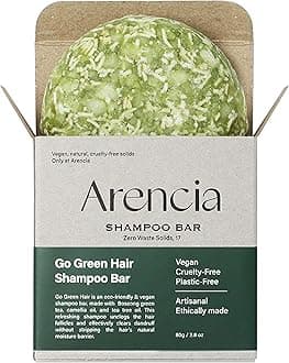 Arencia Solid Shampoo, 2.8 oz (80 g), Refreshing, Hypoallergenic, Non-Silicone, Weak Acid, Natural, Go Green Shampoo Bar