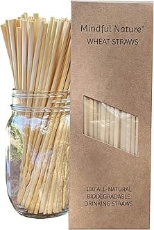 Mindful Nature Wheat Straws - 100 All-Natural Drinking Straws