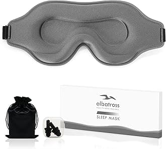 Sleep Eye Mask for Men Women, Sleeping Mask for Side Sleeper, Travel Blackout Night Blindfold Eye Shade Cover with Adjustable Strap (Grey-3D)