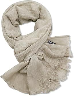 Men's Scarves, Lightweight Cotton Linen Scarf for Men for Autumn Winter Summer Evening 75.1INX28.2IN