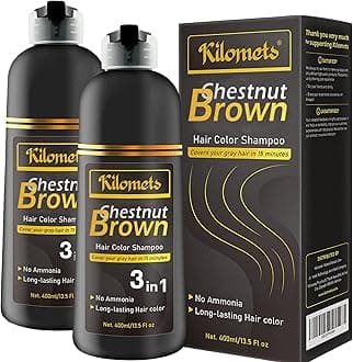 Chestnut Hair Dye Shampoo 3 IN 1 - Hair Color Shampoo Grey Coverage in Minutes Ammonia Free Instant Coloring Gift for Mom Dad (Chestnut Pack 2)