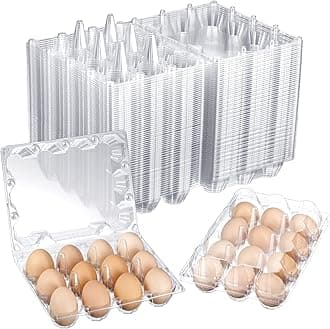Zubebe 200 Pieces Clear Plastic Egg Carton - Bulk Empty Chicken Tray Holds Securely for Farm Business Market Home Refrigerator Storage (3 x 4 Grids)