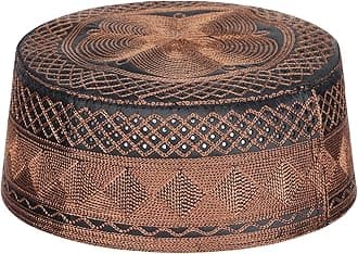 IBLUELOVERMen Muslim Prayer Kufi Hat Breathable Embroidery Kofia Topi Sun Hat Islam Kufi Headware Takke Praying Beanie Hat Skull Cap