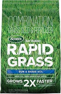 Turf Builder Rapid Grass Sun and Shade Mix - Combination Grass Seed & Lawn Fertilizer, Covers Up To 8,000 sq. ft., 16 lb.