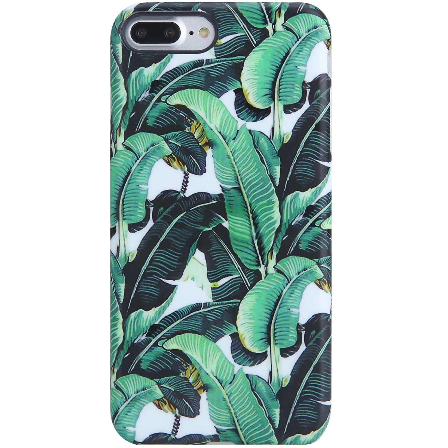 iPhone 7 Plus Case,iPhone 8 Plus Case,Banana Leaves Design,VIVIBIN Shock Absorption Matte TPU Soft Rubber Silicone Cover Phone Case for iPhone 7 Plus/8 Plus 5.5inch (Banana Leaves-125)