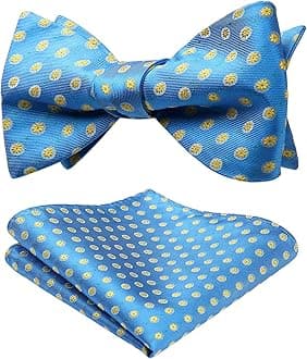 HISDERN Bow Ties for Men Floral Bowties Mens Self Tie Bow Tie Handkerchief Jacquard Woven Bowtie Pocket Square Set