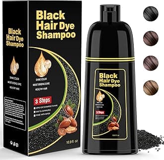Black Hair Dye Shampoo 3 in 1 for Gray Hair Women and Wen, Color Shampoo Natural Hair Dye, Herbal Black Hair Dye Shampoo, Champu Para Canas（500ml）