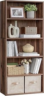 Custos Collection - Bookshelf, 5-Tier Bookcase, Book Shelf, Open Storage Shelf, 9.4 x 23.6 x 52.8 Inches, for Living Room, Home Office, Dinning Room, Natural Walnut ULBC165K01