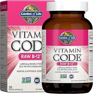 Garden of Life B12 - Vitamin Code Raw B-12-30 Capsules, 1,000mcg Whole Food B12 Methylcobalamin for Energy, Vegan Methylcobalamin B12 Vitamin plus Probiotics and Enzymes, Gluten Free Supplements