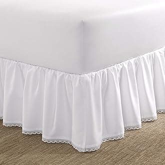 Laura Ashley Home - Full Bedskirt, Luxury Bedroom Decor, Wrinkle & Fade Resistant (Crochet Ruffle White, Full)