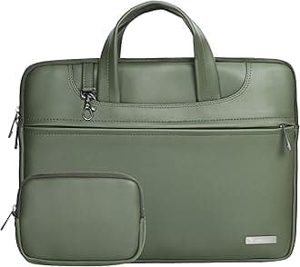 Vaku Luxos® DA Italiano 14 Inch Laptop Bag Leather Collection Messenger Organizer Shoulder Sling Office Bag for Men & Women with Free Hard Disk Laptop and up to MacBook 15" (Green)