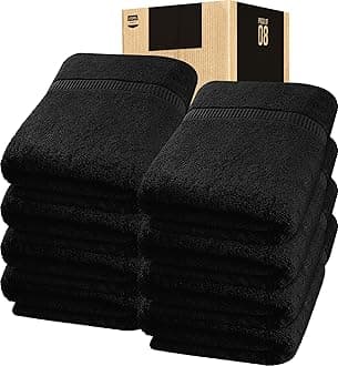 Utopia Towels - Premium Jumbo Bath Sheet (90 x 180 cm, 8 Pack) - 100% Ring Spun Cotton Highly Absorbent and Quick Dry Extra Large Bath Sheet - Super Soft Hotel Quality Towel (Black)