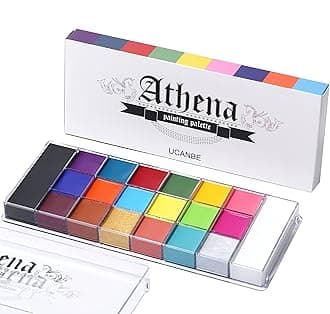Athena Face Body Paint Oil Palette, 20 Colors Large Black White Professional Flash Tattoo Halloween SFX Party Artist Costume Festival Stage Cosplay Full Size Makeup Painting Kit 168g
