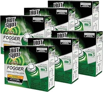 Hot Shot Pest Control Fogger, Kills Roaches, Ants, Spiders & Other Insects On Contact, Controls Heavy Infestations Indoors, 6 Pack