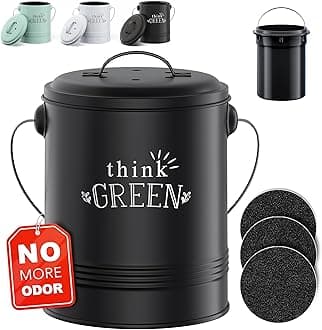 Barnyard Designs Kitchen Compost Bin Kitchen Counter Indoor Compost Bin, Countertop Compost Bin with Lid, Composting Bin Food Waste Composter Bin Cycler Bucket with Filter, 1.2 Gallon 7”x9.5”, Mint
