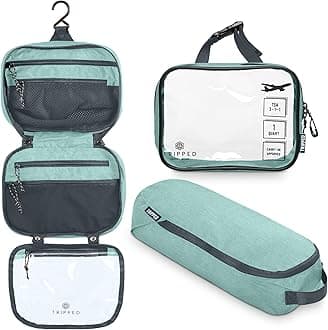 Toiletry Bag Kit Set: Hanging Travel Toiletry Bag + 311 TSA Cosmetic Liquid Bag + Ultralight Accessory Organizer Pouch