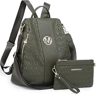 MKP COLLECTION Women Fashion Backpack Purse Multi Pockets Anti-Theft Rucksack Travel Shoulder Bag Handbag Set 2pcs