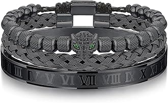 WFYOU 3PCS Stainless Steel Bracelets for Men Gold Roman Numeral Bangle Bracelet Twisted Cable Bracelet Adjustable Cuff Bracelet Mens Luxury Jewelry Bracelets Gifts