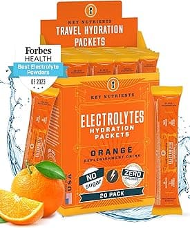 KEY NUTRIENTS Multivitamin Electrolytes Powder Packets - Tangy Orange Post Workout and Recovery 20 Pack Hydration Packets - Travel Hydration Powder - No Sugar, No Calories