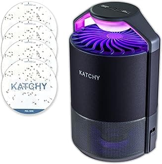 KATCHY Indoor Insect and Flying Bugs Trap Fruit Fly Gnat Mosquito Killer with UV Light Fan Sticky Glue Boards No Zapper Black
