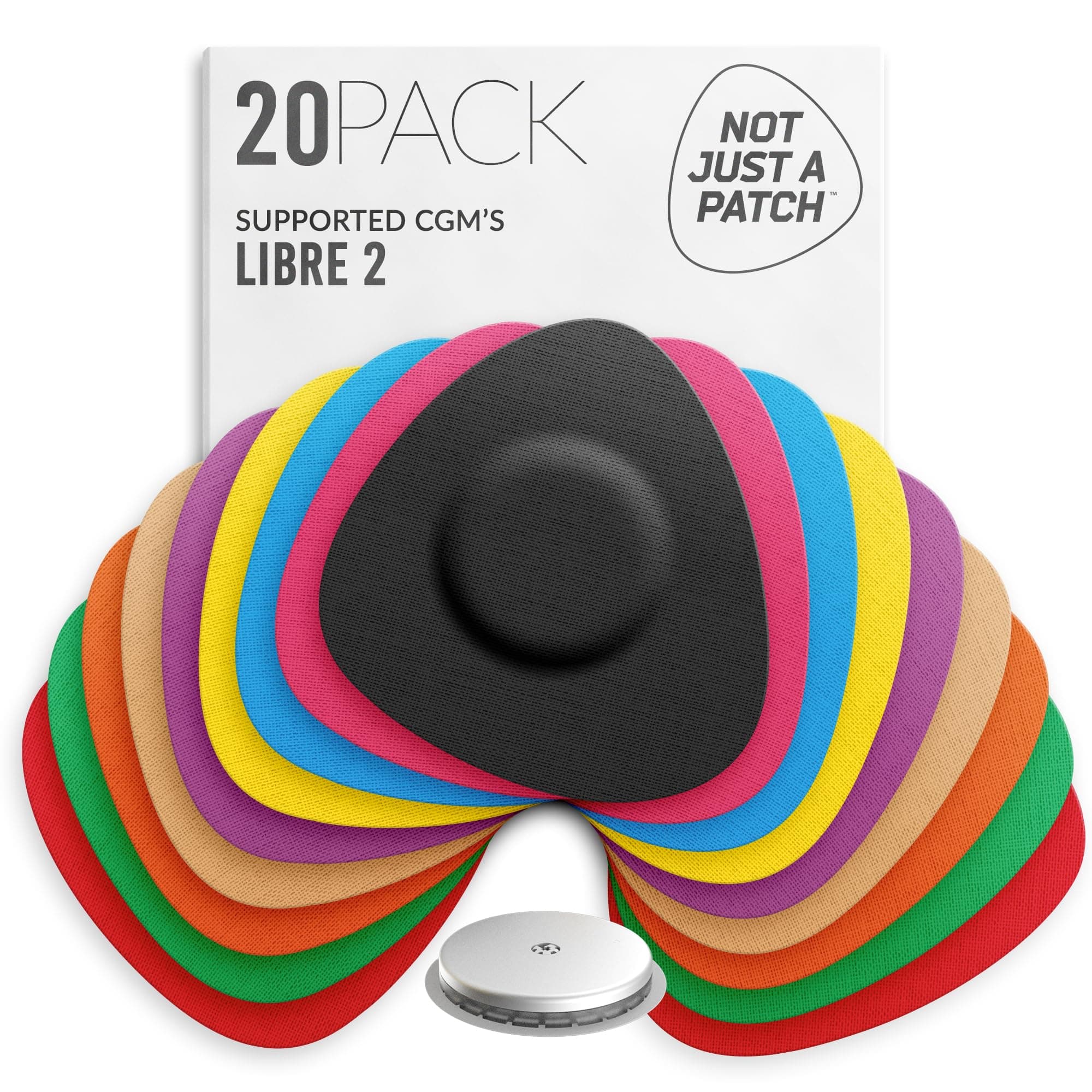 Not Just A Patch Freestyle Libre 2 Sensor Covers (20 Pack) Lingo CGM Patches for Freestyle Libre 2 - Water Resistant & Durable for 10-14 Days - Multicolor