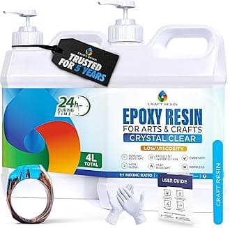 𝗖𝗿𝗮𝗳𝘁 𝗥𝗲𝘀𝗶𝗻 Epoxy Kit - Crystal Clear Art Casting For Jewellery Making, River Table, Countertop, Cheeseboard, Tumbler (4L Pro Kit)