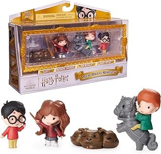 Harry Potter Micro Magical Moments Collectible Figures Gift Set with Harry Potter, Ron Weasley, Hermione Granger, Fluffy Dog and Display Box, from 6 Years, Fan Item