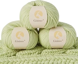 100% Merino Wool Yarn, 6-Ply Luxurious and Soft Yarn for Hand Knitting & Crocheting, 1.76 OZ/50g, 127 yds/116 Meters (Tender Green, 3 Balls)