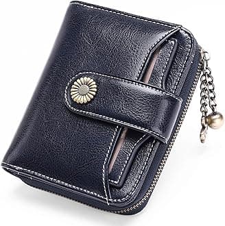 SENDEFNWomen's Small Wallet, Women's Genuine Leather, with Coin Compartment, Small Zip, Wallet, Card Holder with RFID Blocker, bc-navy blue, 12*10*3cm, Modern