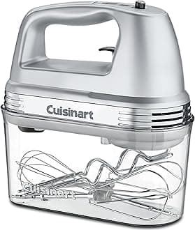 Cuisinart Power Advantage Plus 9-Speed Hand Mixer, 220W Motor, Electric Mixer with Dishwasher-Safe Beaters, Storage Case, HM-90BCS, Brushed Chrome