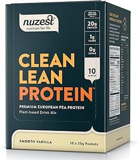 Pea Protein Powder - Clean Lean Protein, Premium Vegan Plant Based Protein Powder, Dairy Free, Gluten Free, GMO Free, Protein Shake, Smooth Vanilla, 0.9 oz, (Pack of 10)