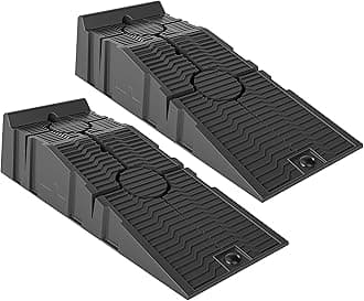 DURHAND 2 PCs Car Ramps Heavy Duty 2.5 Ton Motorhome Levelling Ramps, Plastic Garage Workshop Car Lift, Portable Automotive Vehicle Campervan Car Ramp, Black