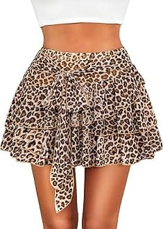 Avidlove Women's Mini Skirt Mesh Flowy Hem Y2K Skirts Multi-Layer Ruffle Trim Lingerie Skirt