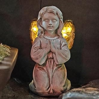 Outdoor Decor - Angel Statue, Solar Powered, Praying Angel for Patio, Lawn, Porch
