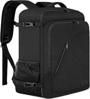 WENIG Cabin Bag 55x40x20 Hand Luggage Backpack 44L Carry On Bag Travel Cabin Backpack 55 x 40 x 20 Flight Approved Travel Rucksack Fit 17 Inch Laptop with USB Charging Port-Black