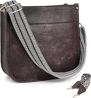 HKCLUF Crossbody Bags for Women Trendy Vegan Leather Hobo Handbags With 2PCS Adjustable Guitar Strap Shoulder Bucket Bags