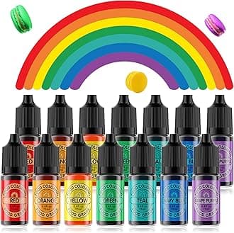 Food Coloring Set for Cake Decorating Rainbow Edible Food Dye for Halloween Baking Royal Icing Cookie Supplies Gluten Free 14x12ml Food Grade Liquid Food Color Kit, 0.4 Fl. Oz/Bottles