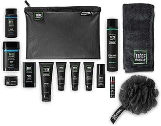 Tiege HanleyMens Skin Care Gift Box Set, Platinum - Men's Skincare Set Includes Face Wash, AM & PM Moisturizer, Scrub, Eye Cream, Clay Mask, Retinol Stick, Body Wash, Deodorant, Lip Balm