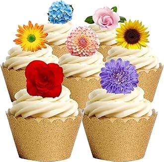 27 Mixed Bright Summer Flower Flowers Edible Wafer Paper Cake Toppers Decorations