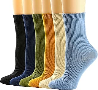 Mcool Mary Womens Crew Socks, Casual Knit Cotton Warm Comfy Breathable Cool Dress Socks for Girls 6 Pack