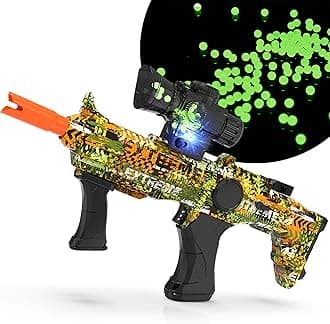 Gel Ball Blaster Splat Orby Gun Toy Glow in The Dark, Outdoor Gun Shooting Games, Manual and Automatic Blaster Splatter, Fun Holiday & Birthday Toys for Ages 14 and Up, Green Mix Color