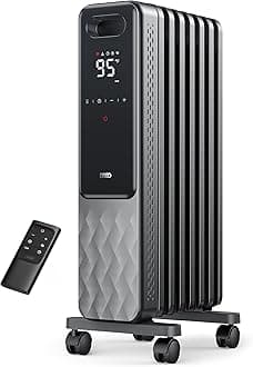 Oil Filled Radiator, Electric Radiant Heaters for indoor use Large Room with Remote Control, Child Lock, 4 Modes, Overheat & Tip-Over Protection, 24h Timer, Digital Thermostat, Quiet, 1500W