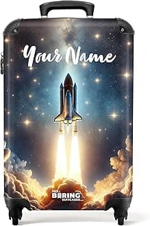 Children's Luggage Kids Suitcase for Boys - Personalised Lightweight Cabin Suitcase on Wheels - Space Launch - 55x40x20cm - Hard Shell Trolley - 20" - 10kg