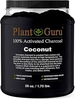 Plant Guru Activated Charcoal Powder Bulk - 0.8kg. Jar, COCONUT - Food Grade Kosher Non-GMO - Teeth Whitening, Facial Mask and Soap Making. Promotes Natural Detoxification and Helps Digestion
