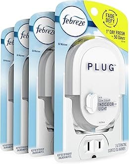 Febreze Plug In Air Freshener Fade Defy Plugs, Scented Oil Warmer- Pack of 4