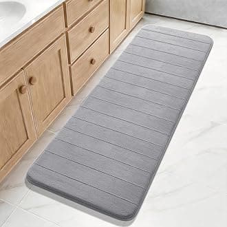 Bathroom Runner 60"x24", Non Slip Memory Foam Bath Mat, Super Soft Water Absorbent Hallway Carpet, Machine Washable Rug for Vanity Tub Shower, Gray