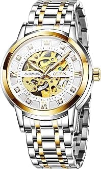 Gold Skeleton Men's Automatic Mechanical Watches Self Winding Luxury Dress Shiny Diamond Stainless Steel Waterproof Luminous Wrist Watches