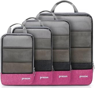Prezon Compression Packing Cubes, Luggage Organiser Set, Extensible Suitcase Organiser, Packing Organisers for Suitcases, Packing Cubes for Travel or Home Storage